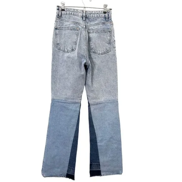 ZARA Patchwork Retro Wide Leg Denim Sz 2 - Picture 3 of 4